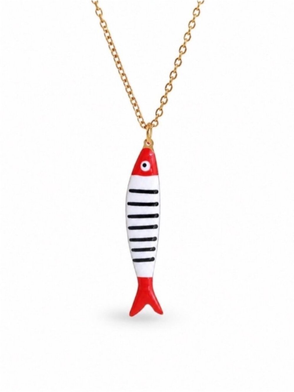 New! Coastal 18K Gold Plated Red Striped Sardine Dopamine Necklace NWOT (3030) - Picture 2 of 2